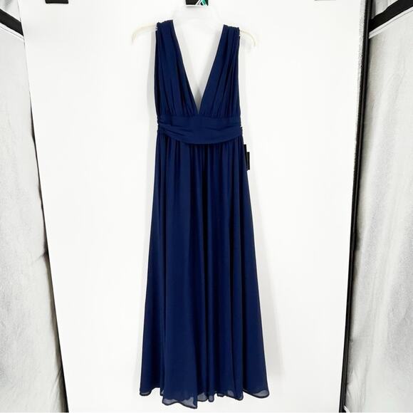 NWT Lulu's Heavenly Hues Maxi Dress Navy Blue Size M High Leg Slit Party Wedding - Picture 5 of 12